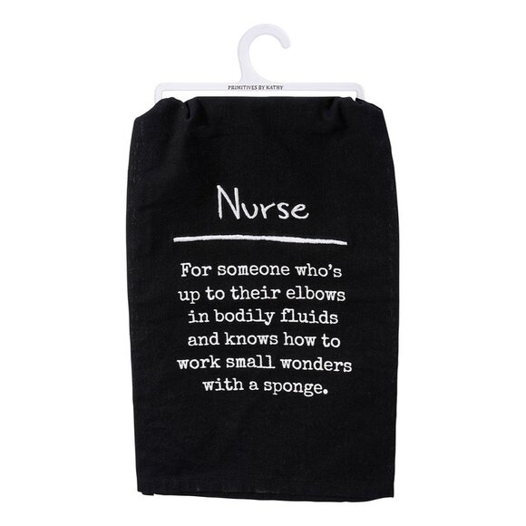 Primitives by Kathy Other - Nurse Dish Towel Primitives by Kathy Black White Kitchen Body FLuids Humor
